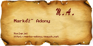 Markó Adony névjegykártya